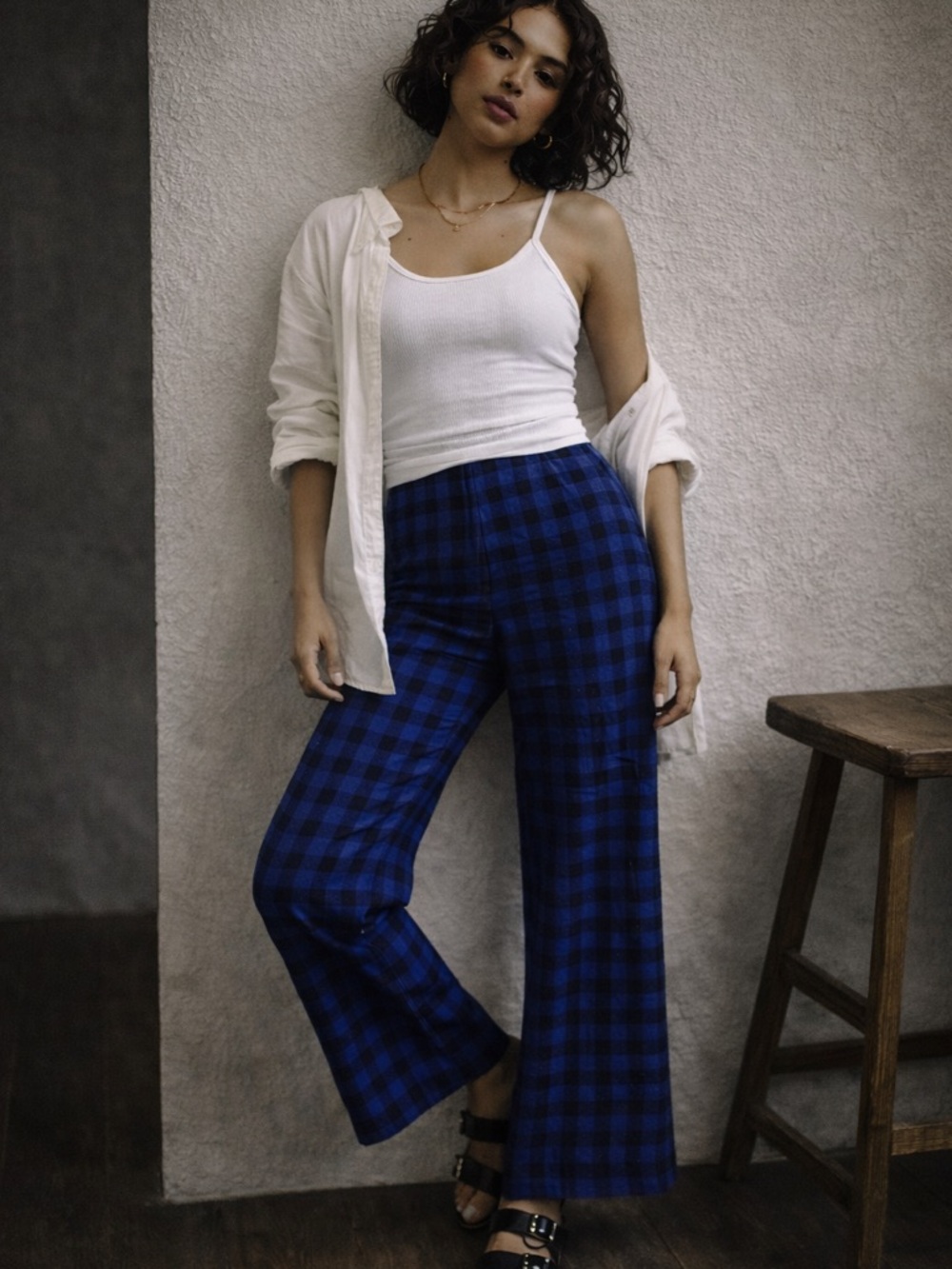 Anthropologie Maeve Checkered Pants High Rise Flared Plaid- Small